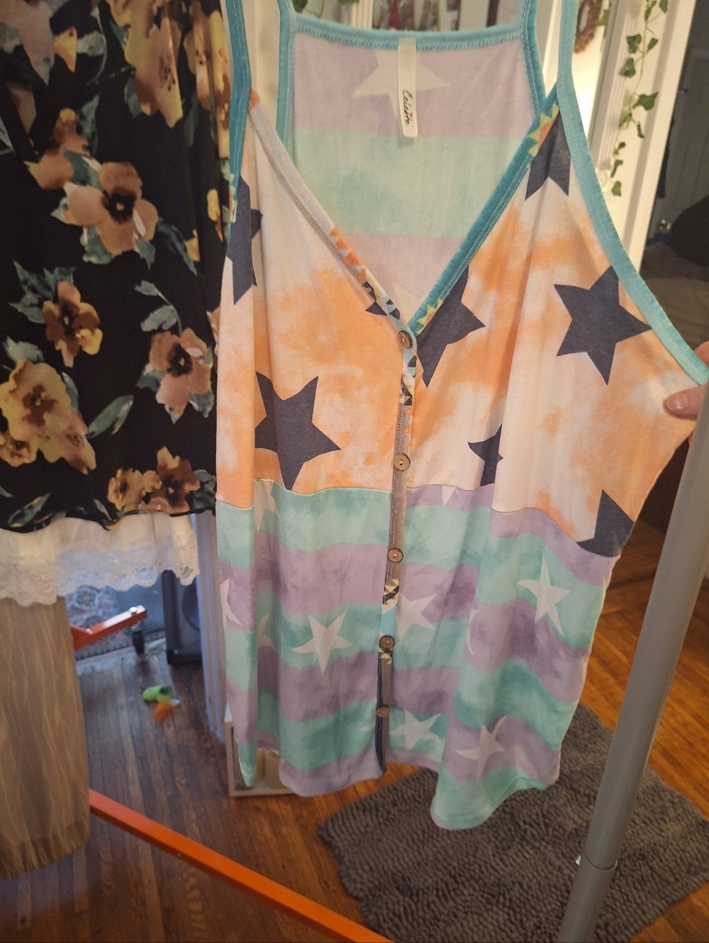 Colorful Spaghetti Strap Tank Top - Picture 4 of 7